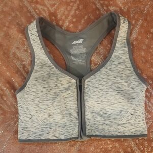 Avia Light Gray Zip-Front Sports Bra